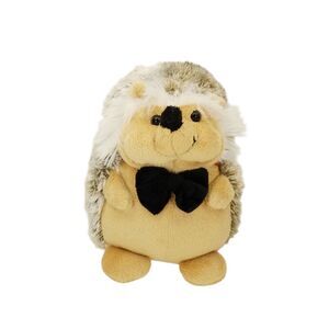 Frankford Frosted Tan Hedgehog Plush Stuffed Animal Toy Black Bow Tie